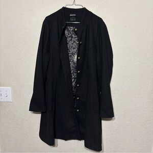 Hot Topic Harry Potter Elegant Black Trench Coat with Gold Accents